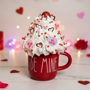 Small "Kisses" Faux Whipped Cream Mug Decoration |  Tiered Tray Decor